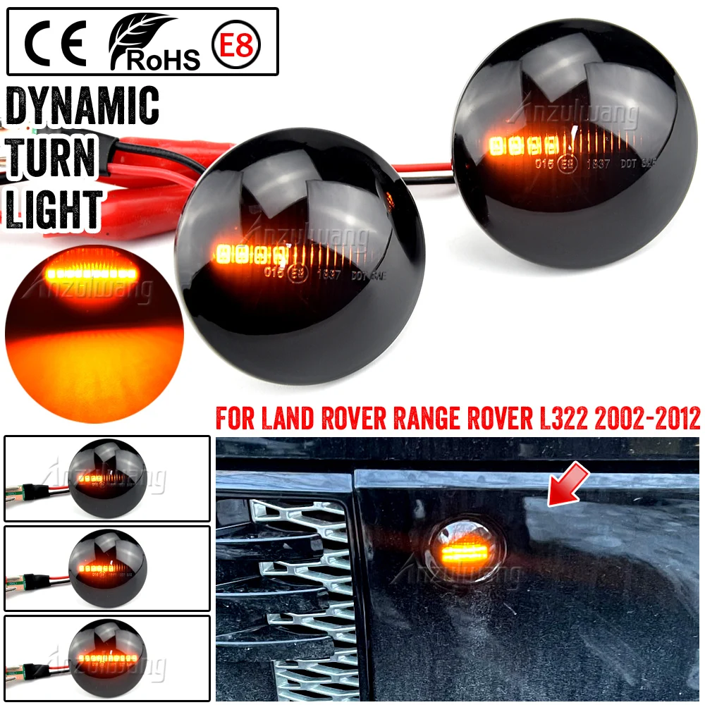 

2Pcs Led Dynamic Turn Signal Side Marker Light Sequential Blinker Light Side Repeater For Land Rover Range Rover L322 2002-2012