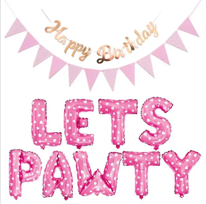 LETS PAWTY фольга Воздушные шары День рождения украшения Дети Алфавит домашние собаки кошки подарок розовый/синий воздушные шары Детские принадлежности для душа