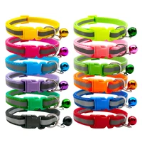 wholesale 24pcs colorful pet supplies dog collar cat necklace for id tag reflective print adjustable collar with bell pet collar