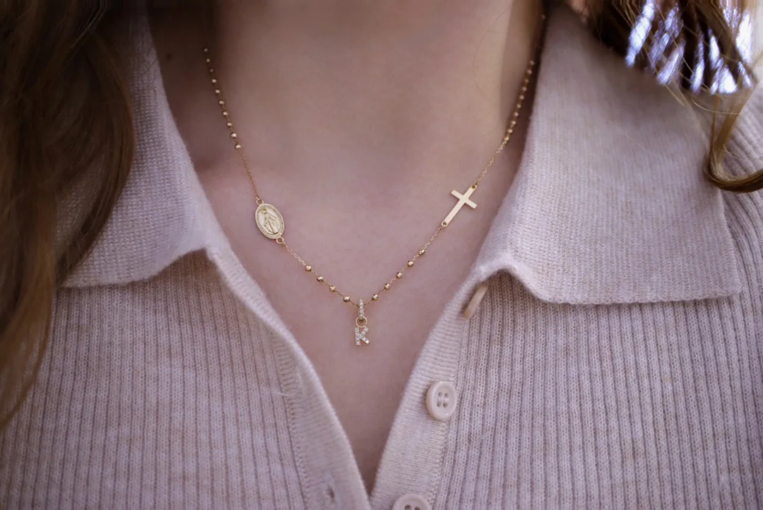 

18K import Solid Yellow Gold Jewelry(AU750) Women Hipster Blogger Necessary Cross Madonna Brand Necklace Guardian Faith