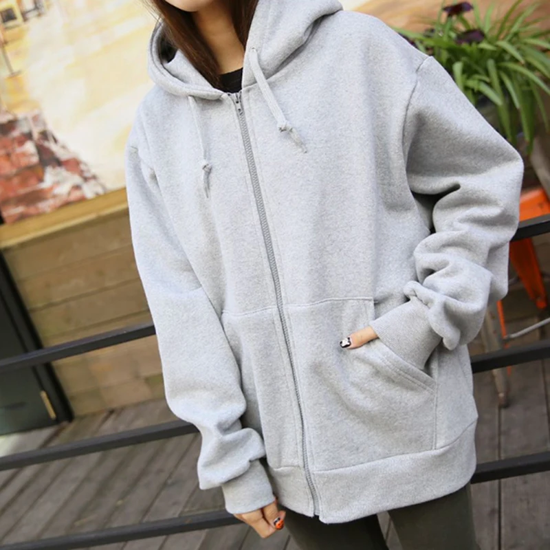 

Autumn Spring Fashion Hooded Outwear Hoodies Women Casual Long Sleeve Zip-up Sweatshirts Loose Ladies Streetwear Tops Winter