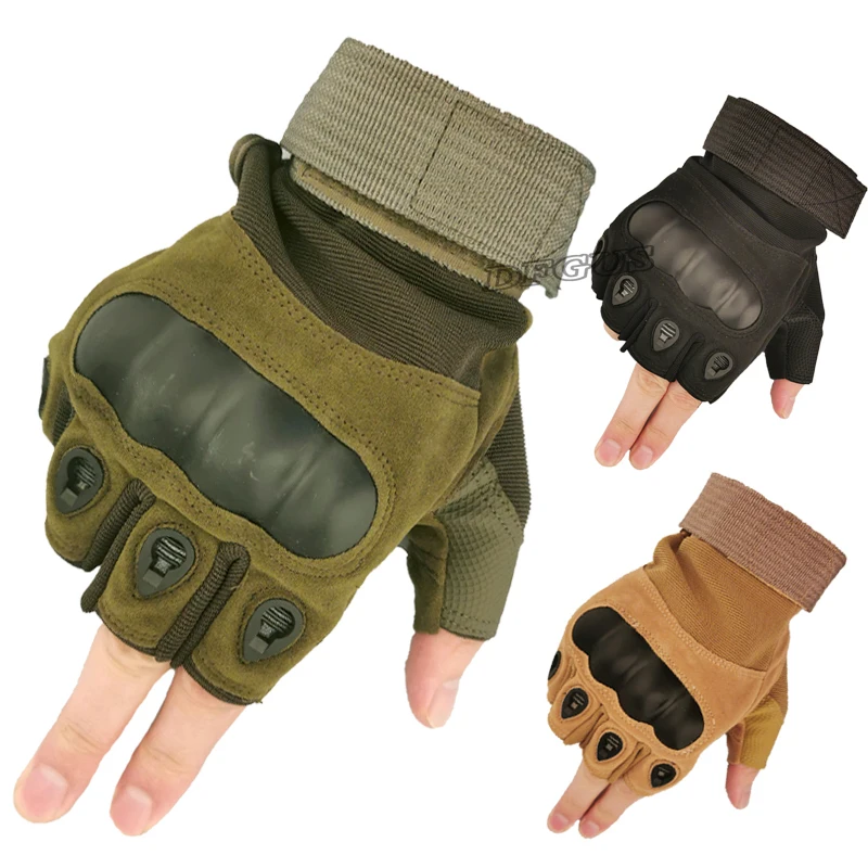 

Tactical Hard Knuckle Half finger Gloves Men's Army Military Combat Hunting Shooting Airsoft Paintball Police Duty - Fingerless