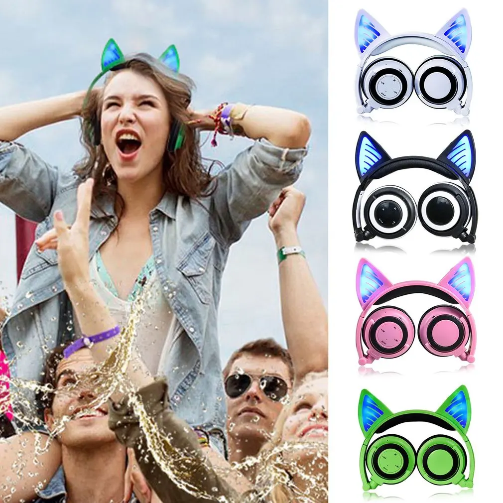 Складные Наушники для косплея с кошачьими ушками Bluetooth беспроводная Проводная