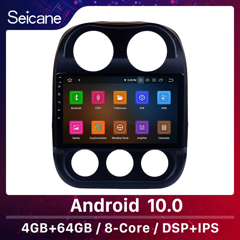 Seicane 4 + 64G Android 10 0 1 дюймов HD 1024*600 для 2014 2015 Jeep Compass автомобильное радио Bluetooth GPS