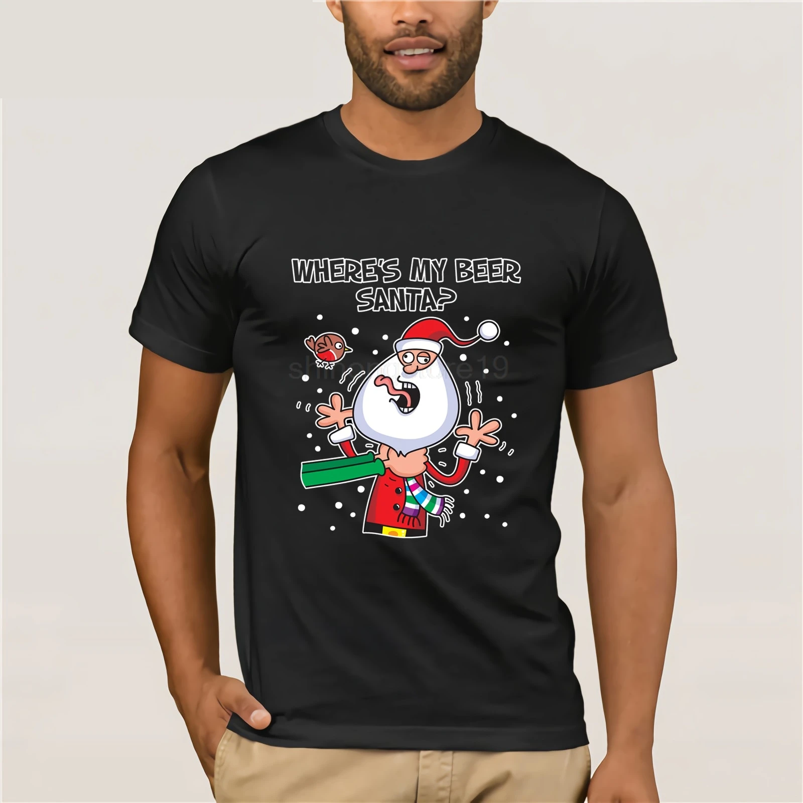WhereMy Beer Santa забавная Рождественская Мужская футболка с рисунком унисекс новая