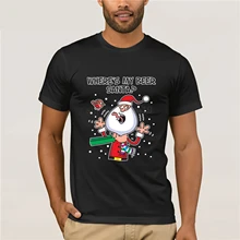 WhereMy Beer Santa забавная Рождественская Мужская футболка с рисунком