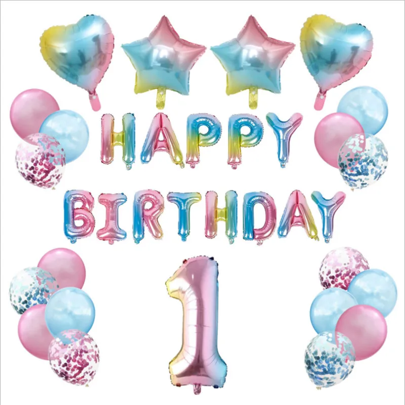 Новый 16 дюймовый шпилька градиент праздничных воздушных шаров &quot30 летний 1 год