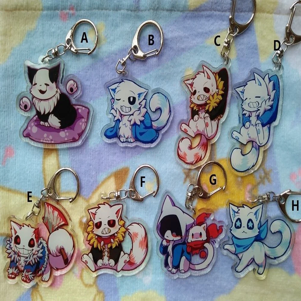 Редкая игра Undertale Sans Papyrus Kitty версия акриловый брелок подвесной ремень 6