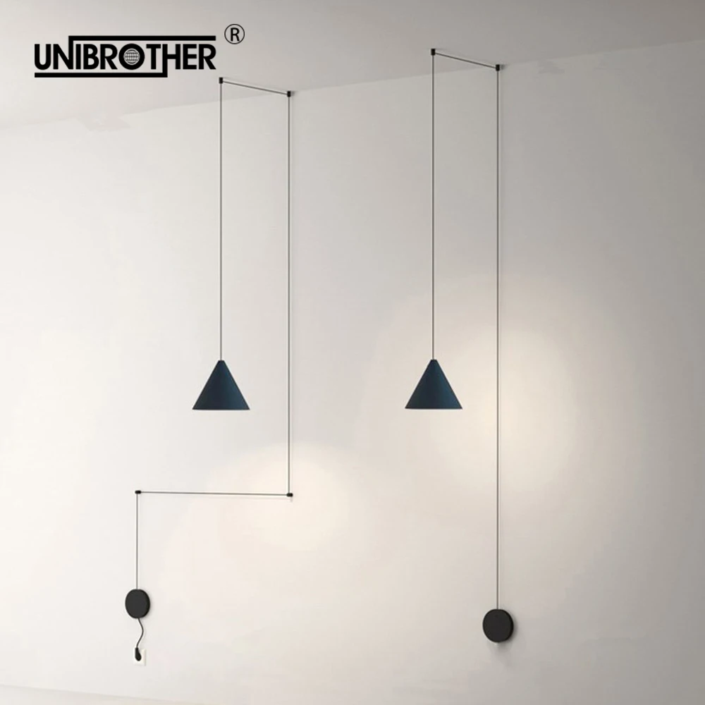 Простой современный подвесной светильник черный металлический длинный