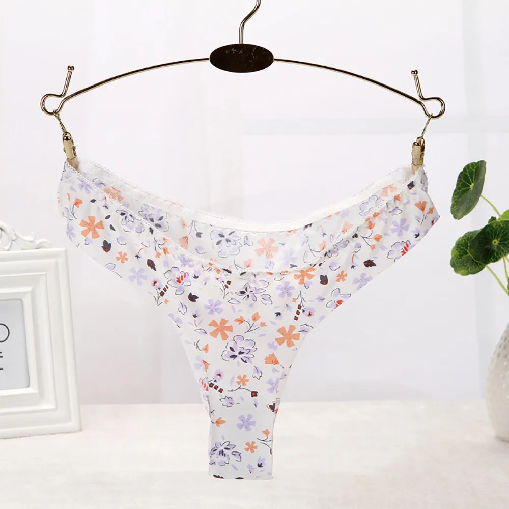 Сексуальные цветочные трусики женские невидимые g стринги шелковые бесшовные