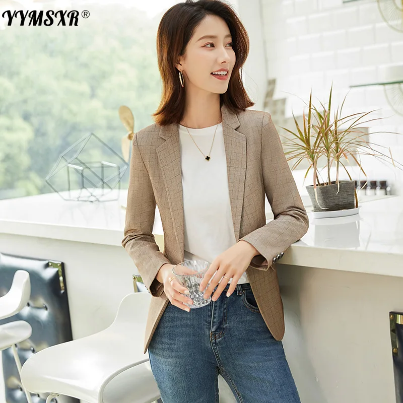 

S-4XL Large Size Suit Women's 2022 New Autumn and Winter Fashion Plaid Ladies Office Blazer Casual Long-sleeved Jacket Female