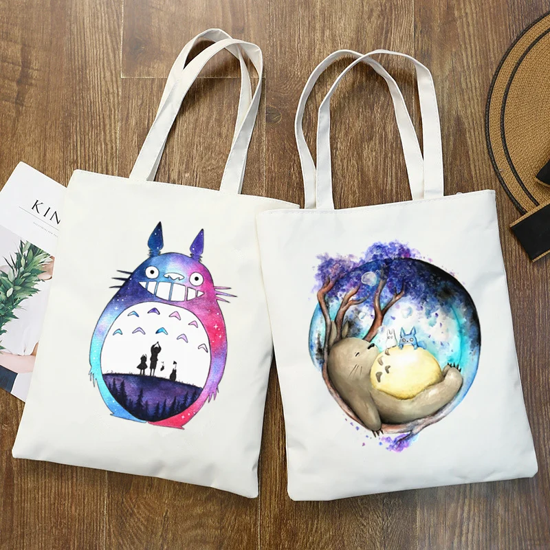 

Totoro Studio Ghibli Miyazaki Hayao Anime Kawaii Graphic Girls Fashion Cartoon Print Shopping Bags Casual Pacakge Hand Bag