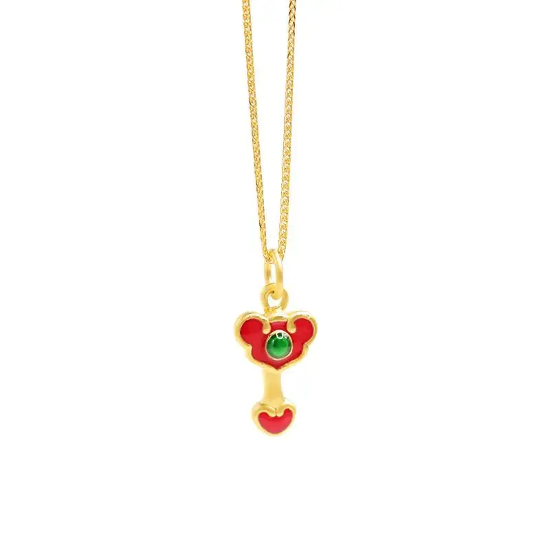 

Good Luck for New Year S925 Sterling Silver Enamel Pendant Ruyi Gilding Necklace Clavicle Chain Chinese Style New Year Gift
