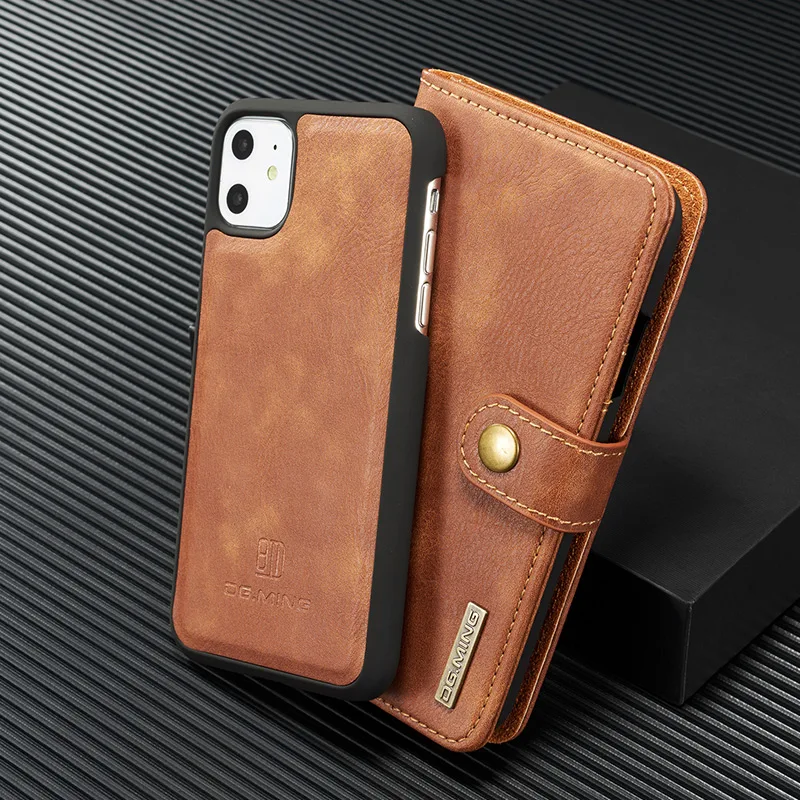 Роскошный кожаный чехол для IPhone 12 11 Pro X XS Max XR слот карты 2 в 1 съемный бумажник SE 6S 7 8