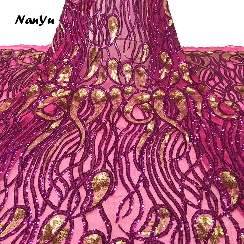 Большие волны украшенная вышивкой ткань для вечерние Свадебные тюль вышивка