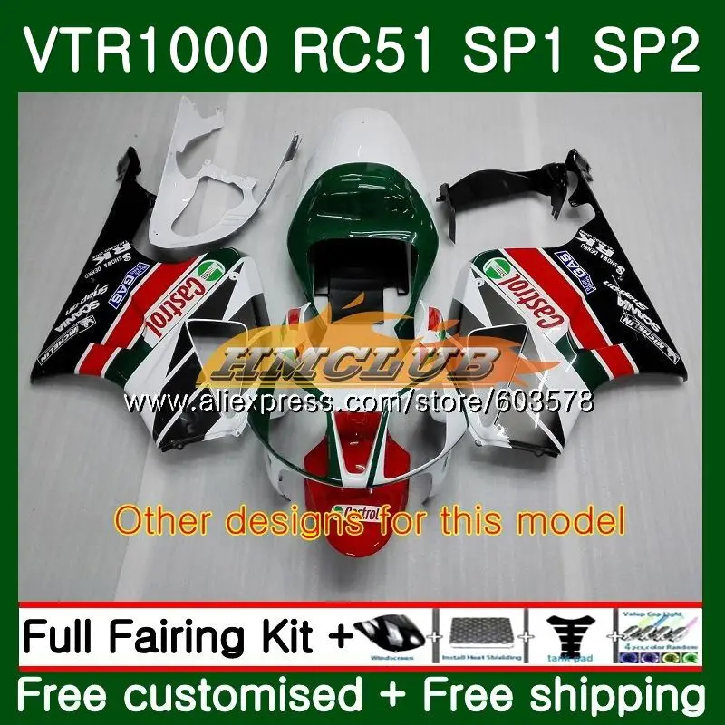 Обтекатель для HONDA VTR1000 2000 2001 2002 2003 2004 2005 2006 89CL.28 Белый Черный RTV VTR 1000 RC51 SP1 SP2 00 01 02 03 04
