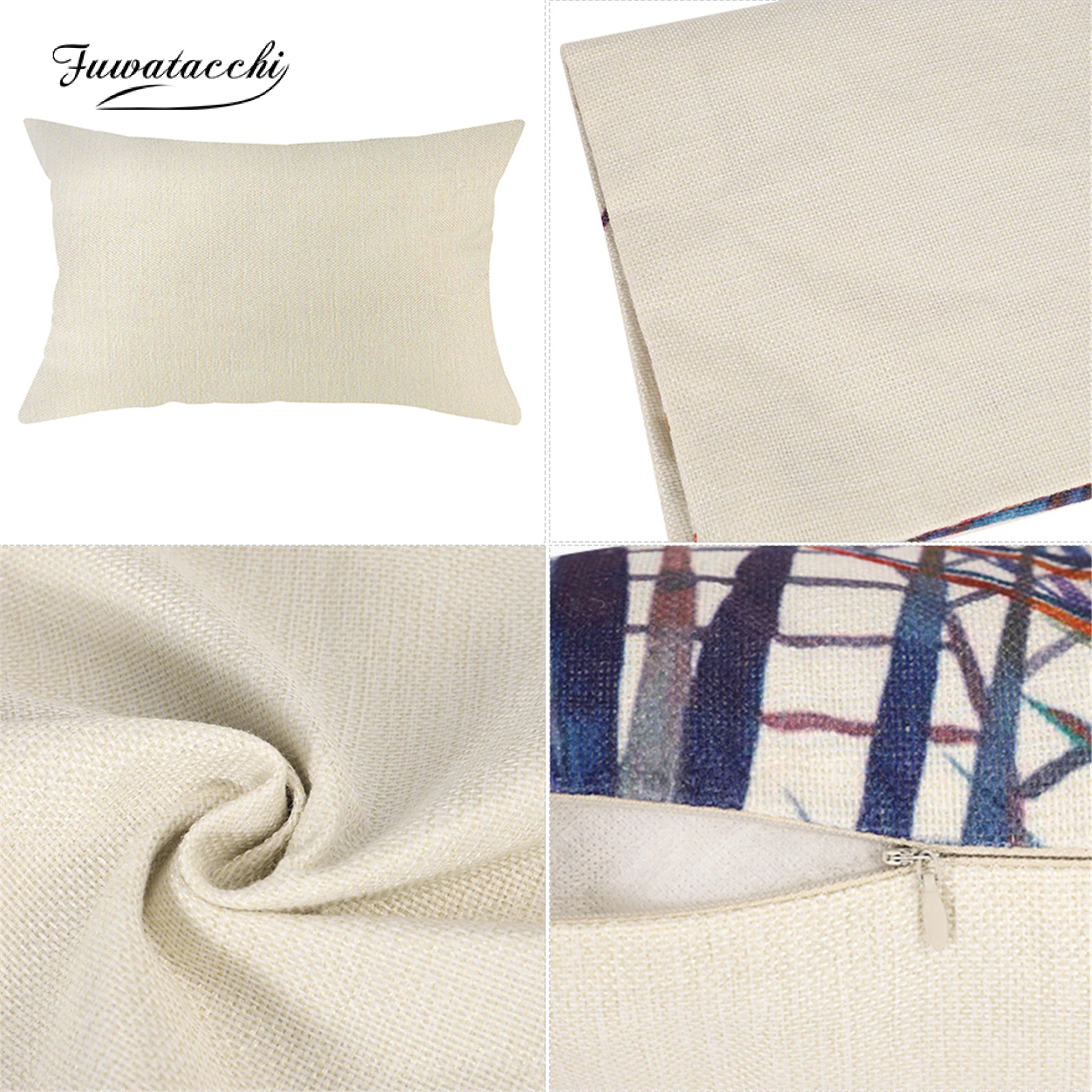 

Fuwatacchi Retro Plant Flower Cushion Cover Living Room Decoration Pillowcase Sofa Home Decor Square Linen Pillow Cover 45X45cm