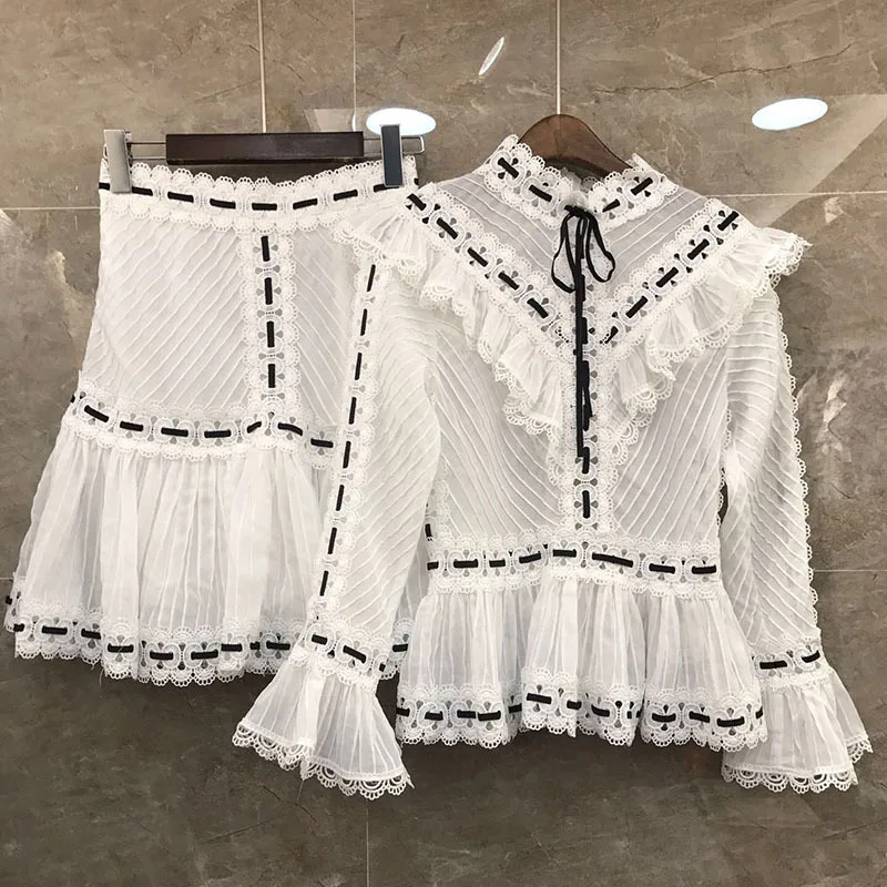 Новинка 2019 года стильные женские комплекты топы с длинными рукавами и оборками