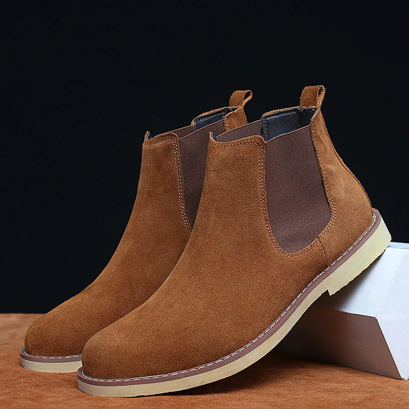 Men Boots Luxury Spring/Winter Elegant Chelsea Cow Suede Leather Lovers' Casual Shoes Plus Size 47 Zapatillas Hombregy | Обувь