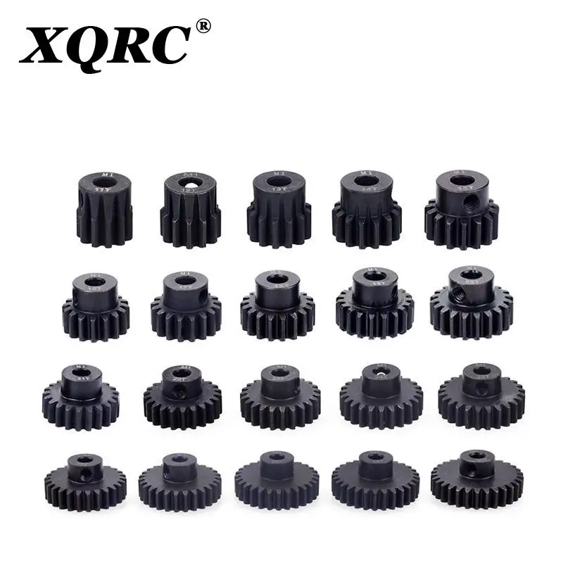 Engranaje de Motor de pi&ntilde;&oacute;n de metal de acero negro para 1/10 Rc M1, 5mm, 11T, 12T, 14T, 15T, 17t, 18t, 20T, 21t, 22T, 24T, 25T, 26T, 28T, 30T modelo de Motor de coche-0