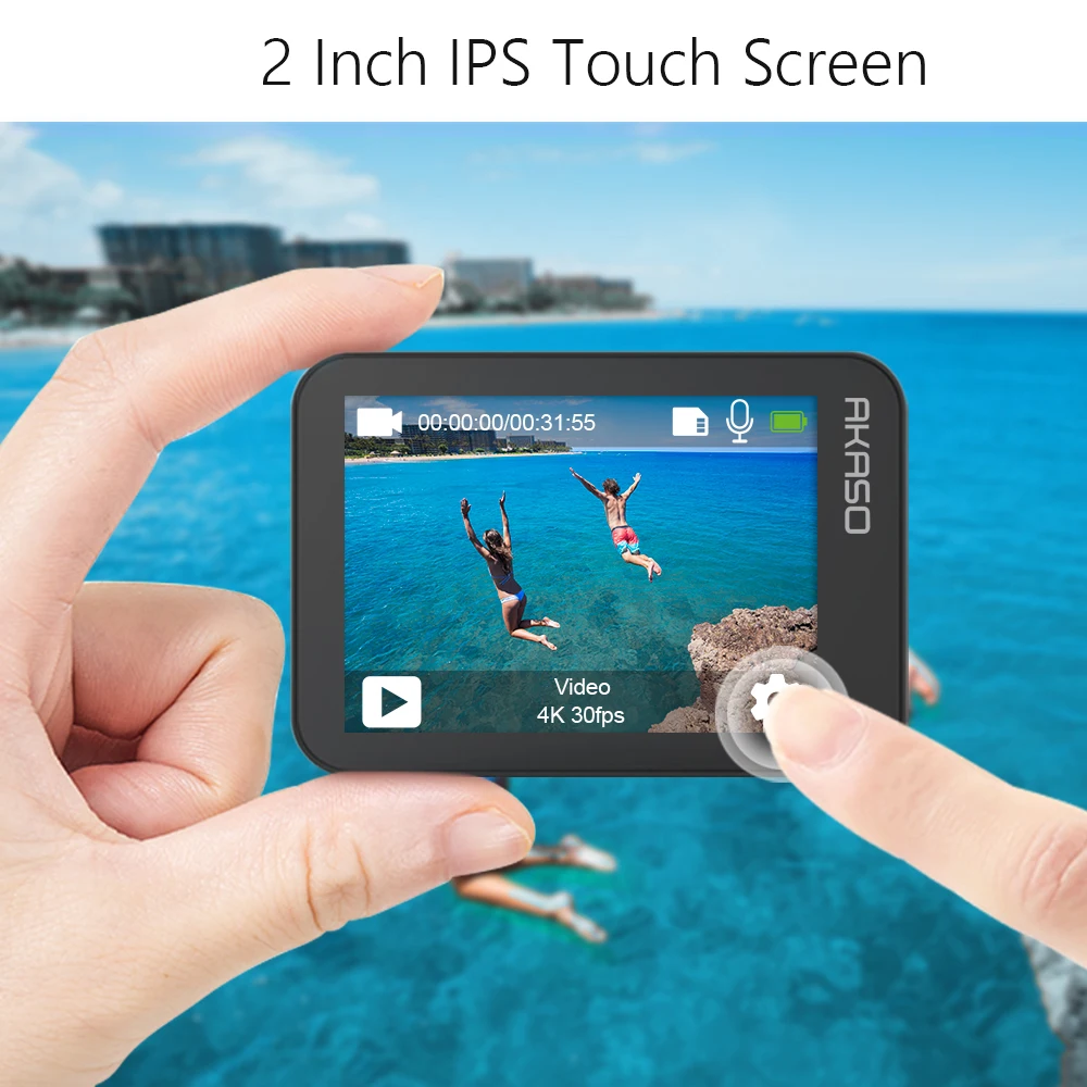 Экшн камера AKASO V50X 4K/30fps Wi Fi 2 ''сенсорный экран EIS водонепроницаемая с