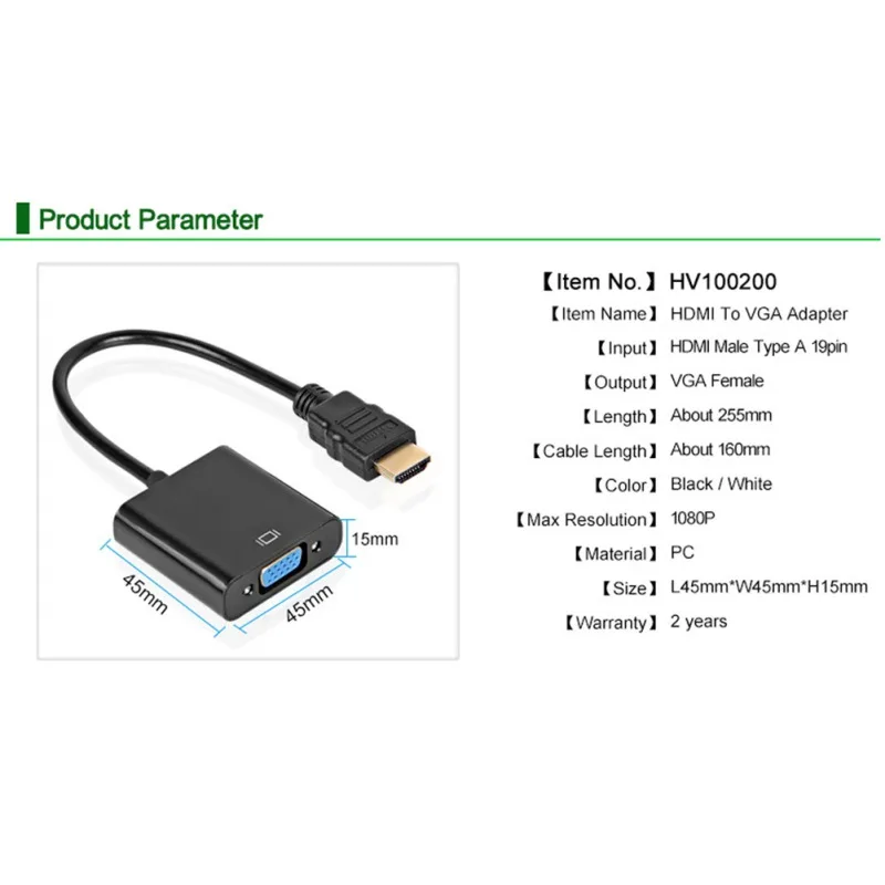 1080P HDMI Мужской к VGA Женский адаптер конвертер с 3 5 мм аудио портом для ПК ноутбук