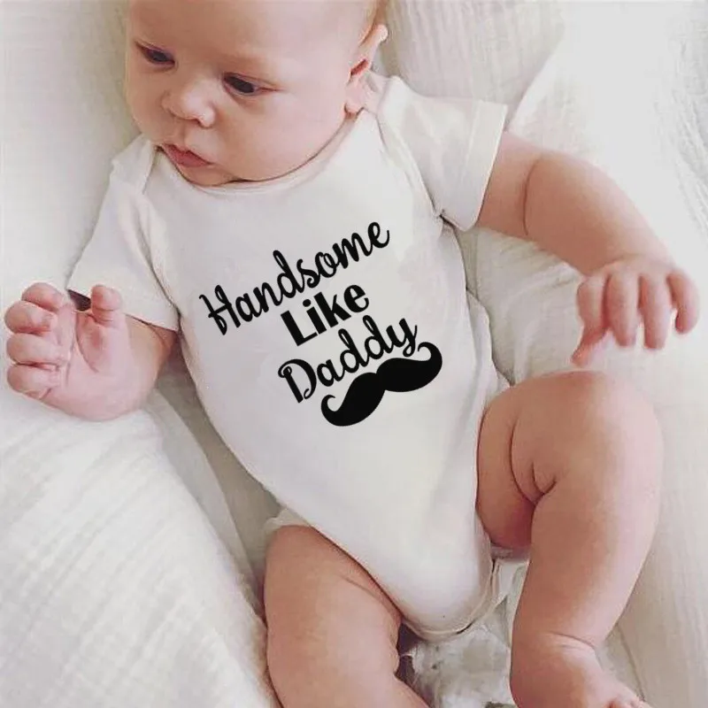 

Cotton Baby Romper Handsome Like Daddy Summer Newborn Short Sleeve Jumpsuit Infant Boys Bodysuit Funny Onesies Toddler Clothes
