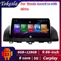 tokesla car radio android 11 for honda accord 10 with idrive dvd automotivo central multimedia player gps navigation 2013 2017