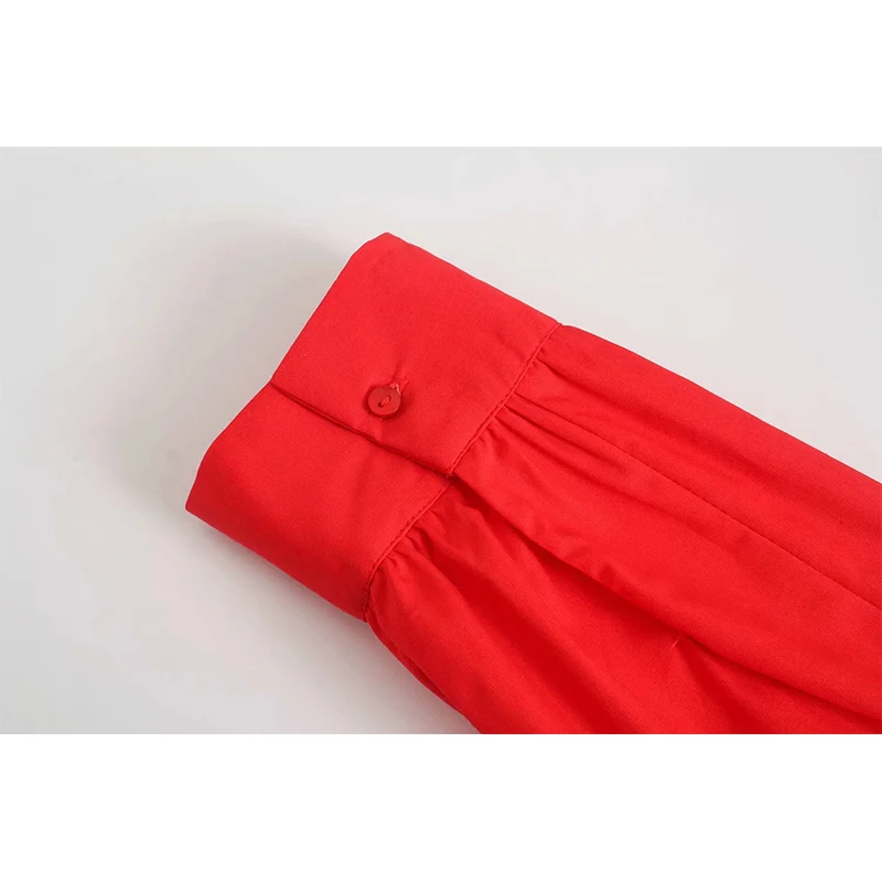 

Za Dress Woman Poplin Mini Red Dress Women Long Sleeve Short Summer Dresses Elastic Waist Female Dresses Vestidos