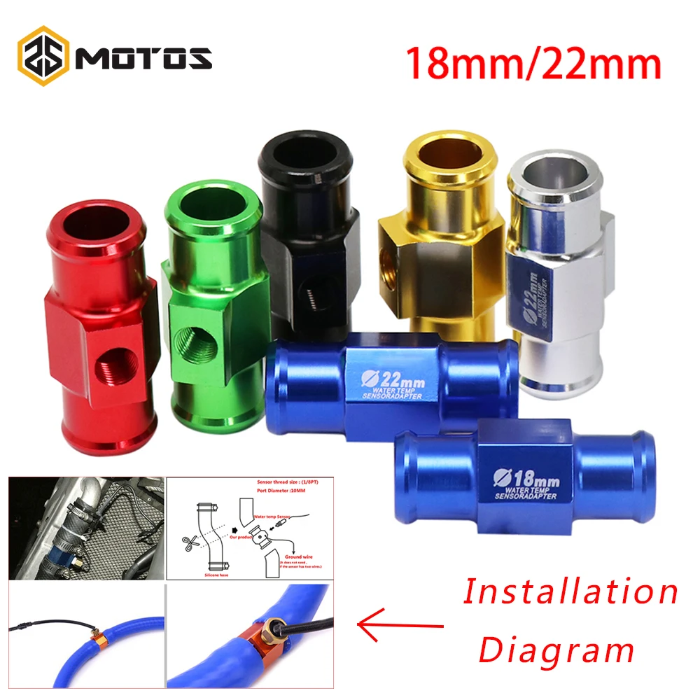 ZS MOTOS Universal 18mm 22mm Motorcycle Water Temp Temperature Joint Pipe Hose Sensor Gauge Adapter | Автомобили и мотоциклы