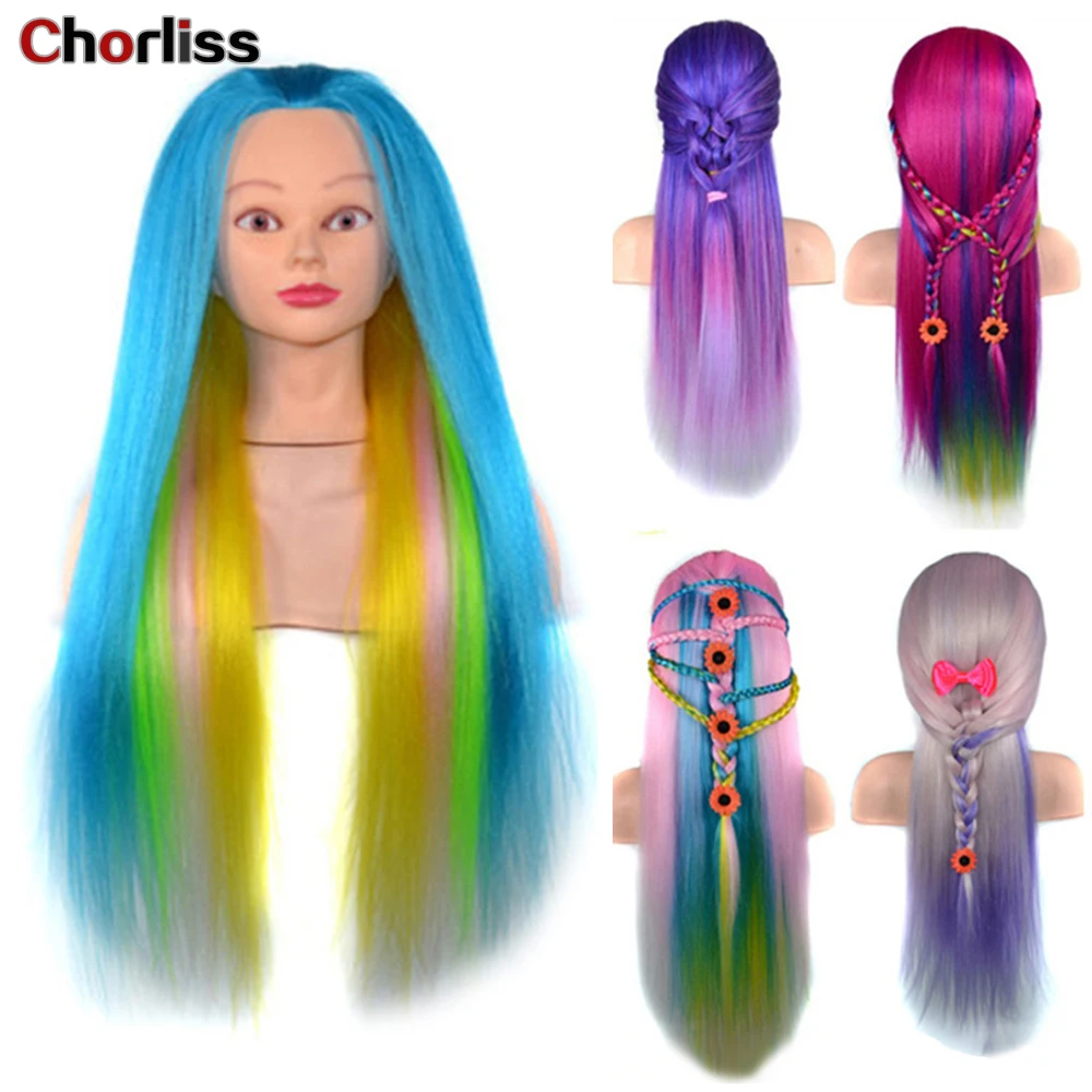 

Chorliss Colorful Synthetic Hair Mannequin Head For hairstyles Female Hairdressing Styling Training Head