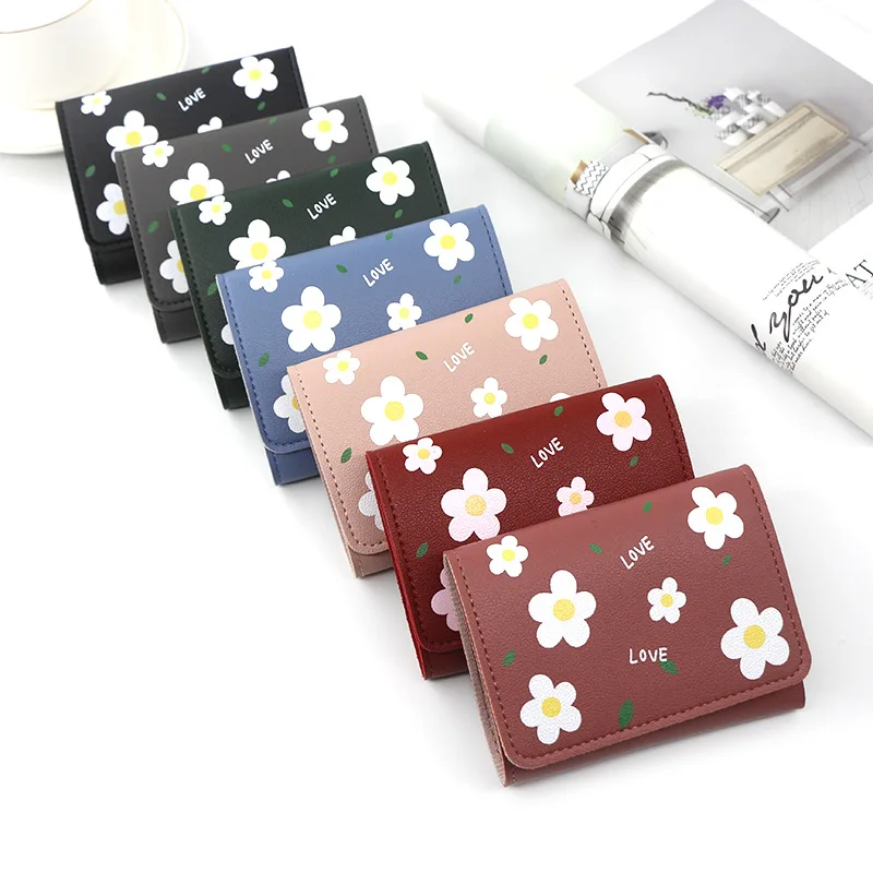 Women Casual Small Wallets Lether Purse Ladies MIni Simple Card Bags for Female Flowers Clutch Money Phone Heart | Багаж и сумки