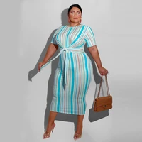 african dresses for women 2021 new fashion striped plus size evening dress blue prom midi bodycon 4xl 5xl special occasion wear