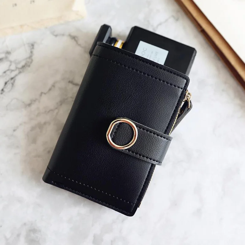 Black Women Wallets Small Fashion Brand Leather Purse Ladies Card Bag For Women Clutch Women Female Purse Money Clip Wallet - Цвет: Black