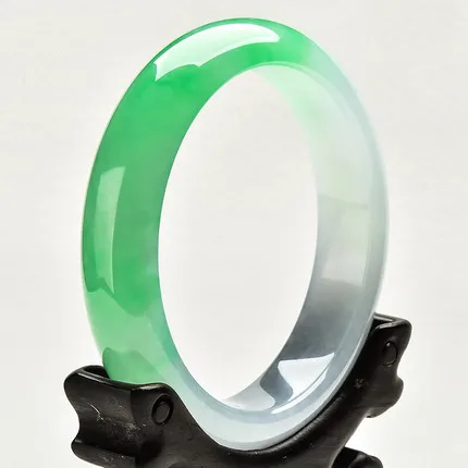 

zheru Jewelry Pure Myanmar Jade A Grade 54mm-62mm Green Half-Color Bracelet Elegant Princess Bracelet Send Certificate