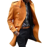 mens medium style and long solid color slim lapel winter coat men