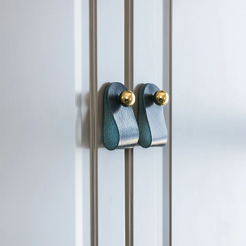 Мягкие кожаные латунные мебельные ручки безопасные детские дверные и для шкафа