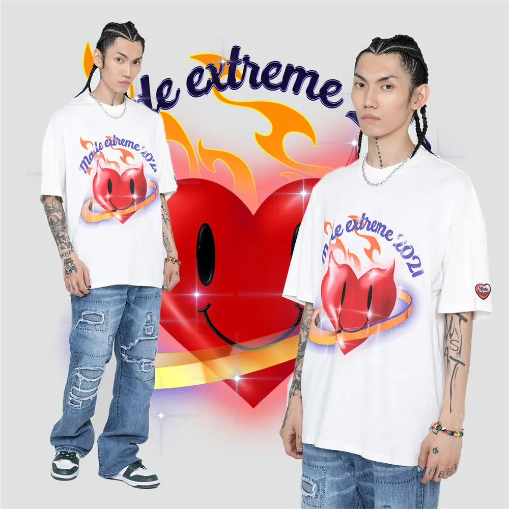 

Hip Hop Creative Evil Heart Print T Shirt Streetwear Harajuku T-Shirt 2021 Men Summer Short Sleeve Tshirt Streetwear Tops Tees