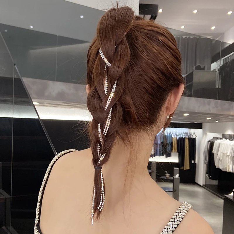 52 см Блестящие кристаллы для наращивания волос цепи блестящие пряди парик