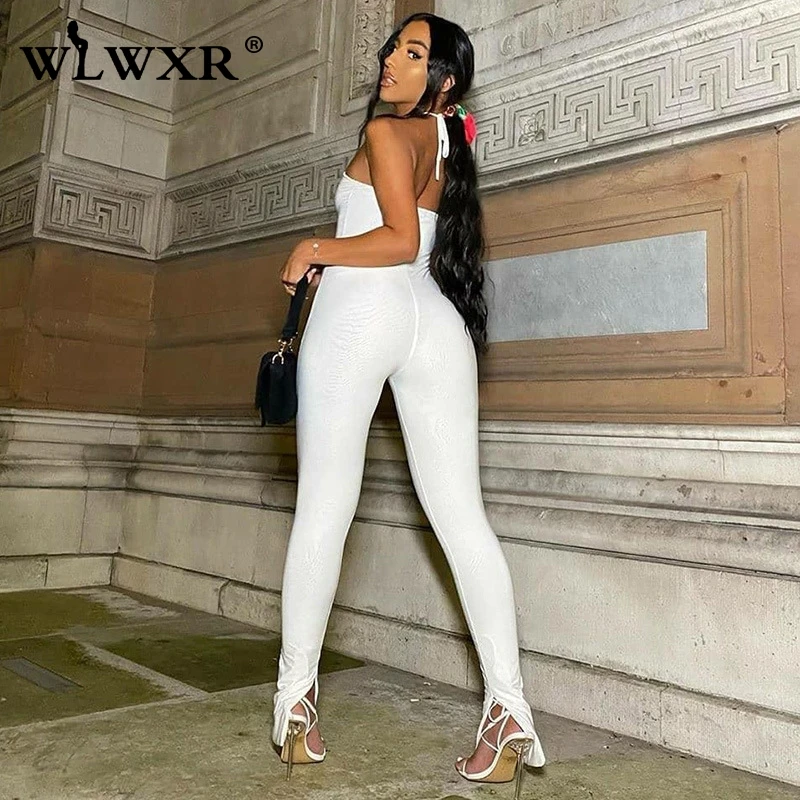 Уличная одежда WLWXR комбинезон с лямкой на шее женский слитный наряд облегающий