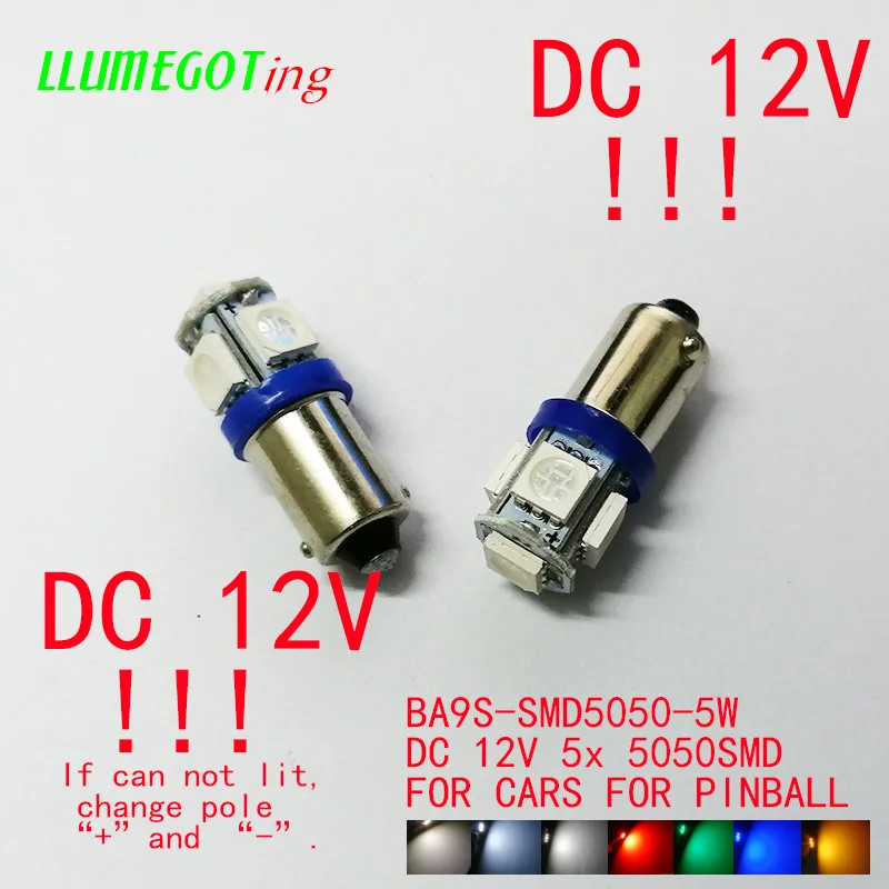 100 шт. BA9S T4W #44 #47 светодиодный ная лампа 5 SMD 5050 красочные супер яркие 12 В