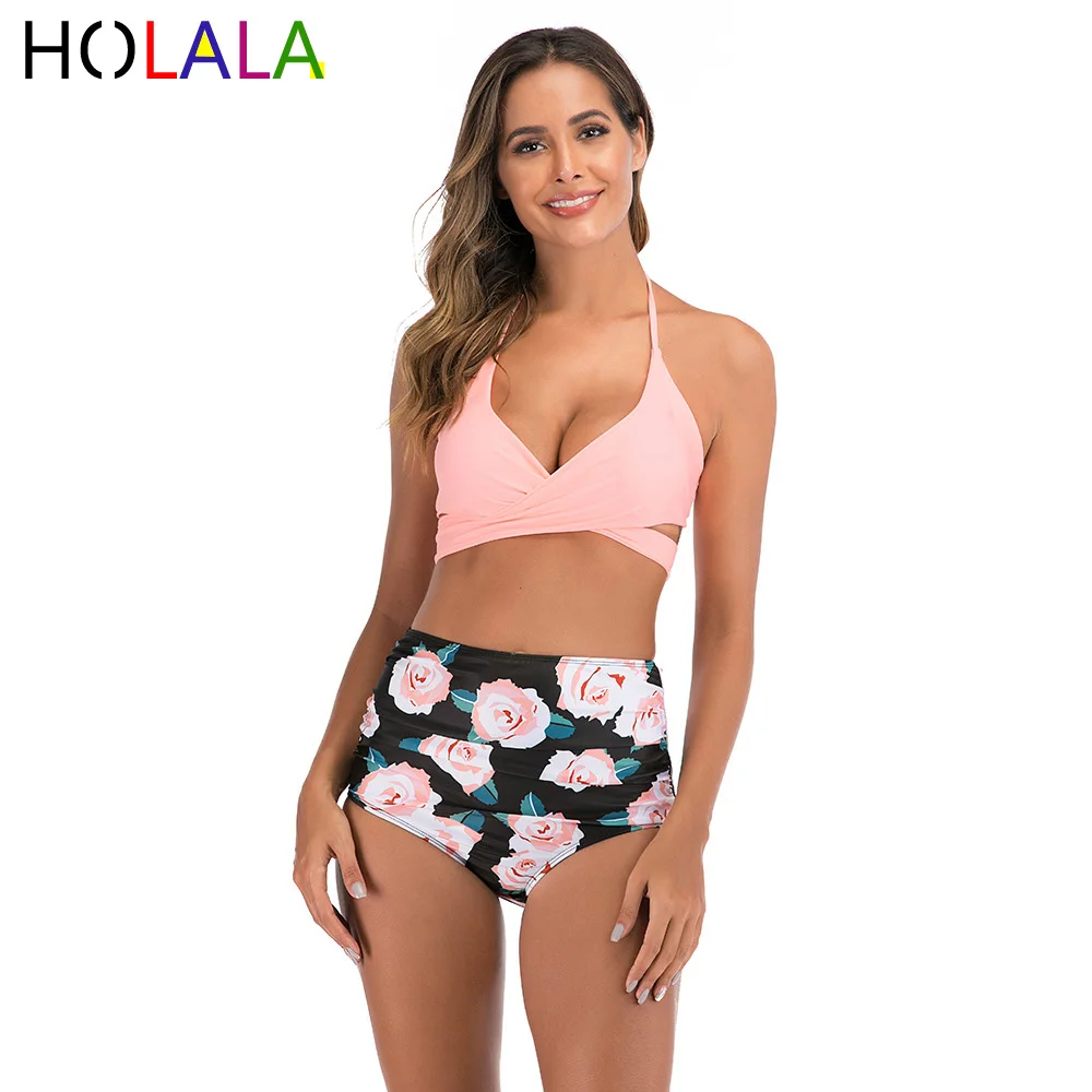 2020 сексуальный комплект бикини женский однотонный купальник с принтом открытой