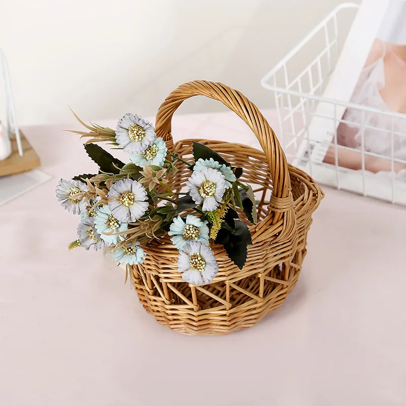 Шелковые ромашки окно зелень искусственная Осеннее украшение для стола