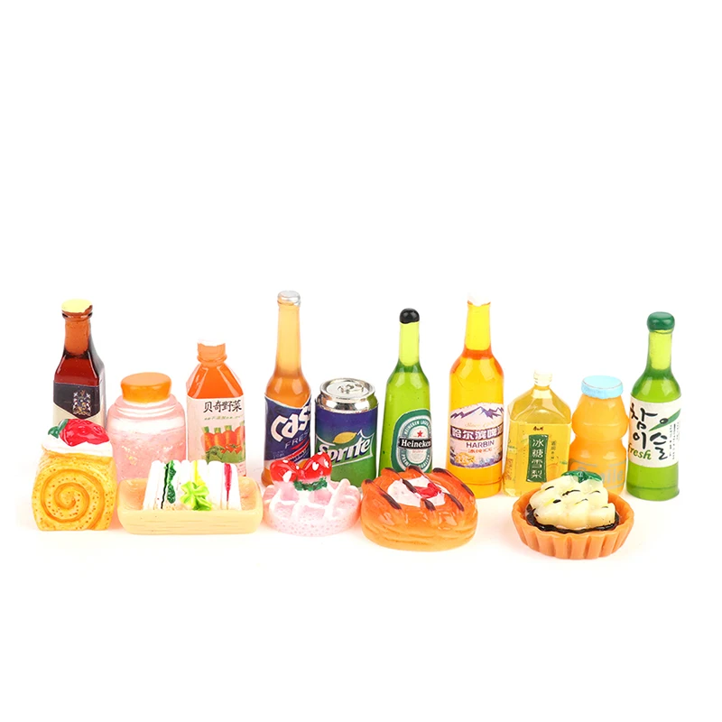 5PCS 1:12 Scale Cute Mini Dollhouse Miniature Drink Bottle Cake Desserts Bento Food Pretend Play Food Toy Kitchen Accessories images - 6