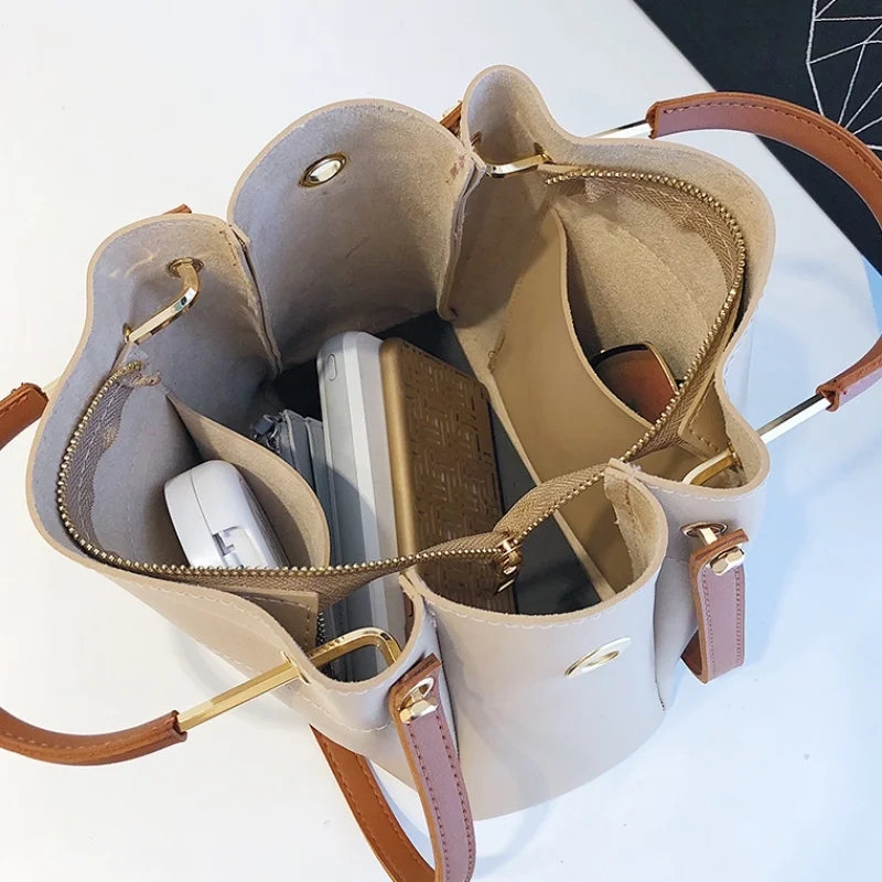 YBYT new fashion luxury handbags women bags designer solid PU leather bucket bag tote high quality female shoulder crossbody bag