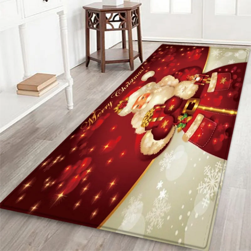 Merry Christmas Rug Soft Flannel Floor Mat Carpet With Non-Slip Back Living room Bathroom Door Holiday Home Decorations | Дом и сад