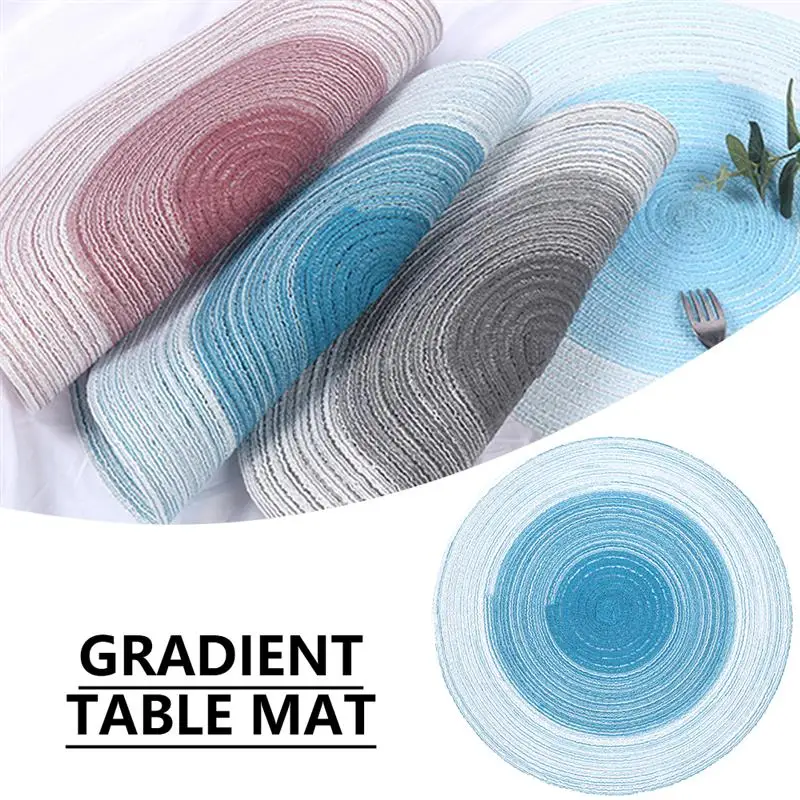 

2pcs/set Round Placemat Cotton Woven Placemat Heat-Resistant Non-Slip Washable Table Mats for Dining Table 14.2 Inch