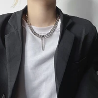 ins wind necklace female simple hip hop metal chain net red collarbone necklace hundred with jumper chain