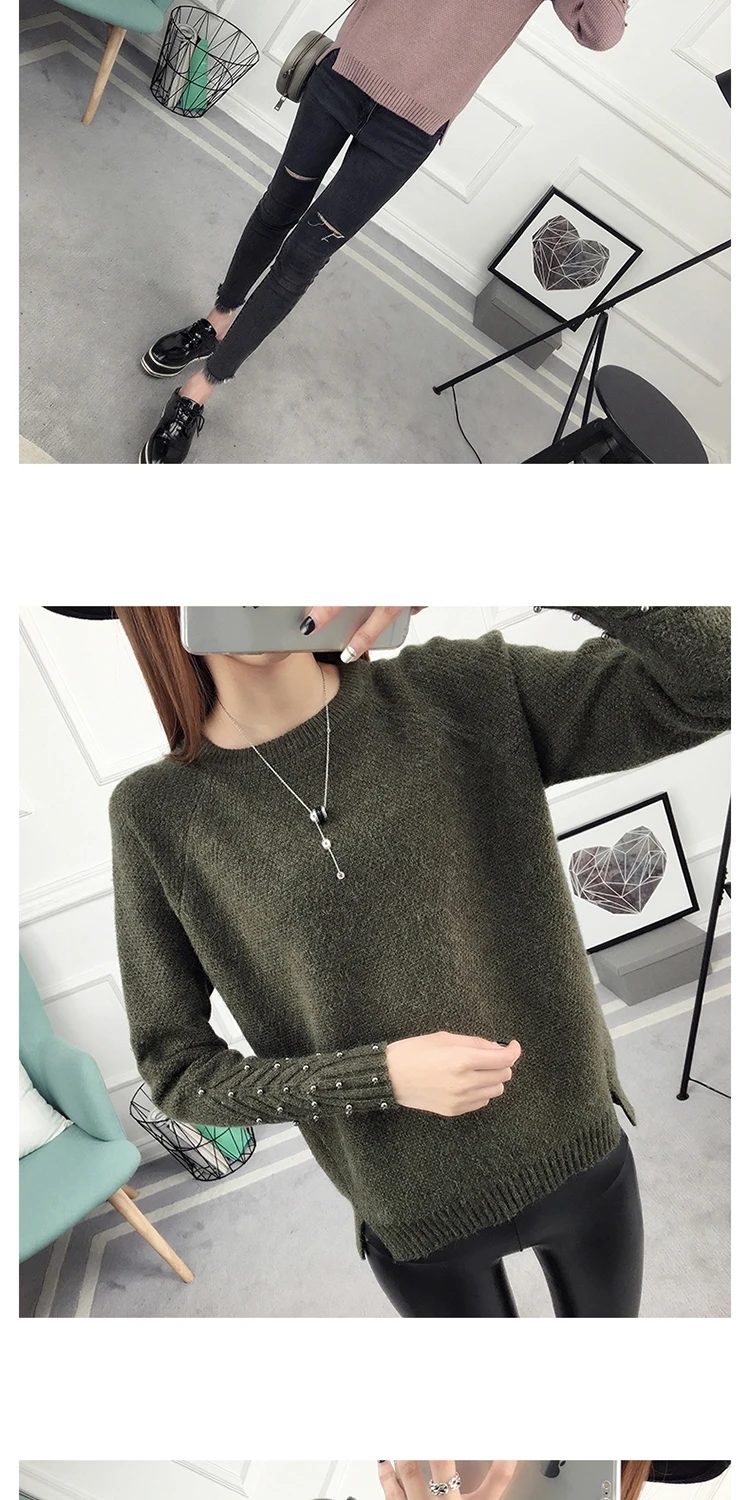 OHCLOTHING новая весна корейский короткие универсальные зимний свитер вязаная рубашка с длинными рукавами и свободные женские