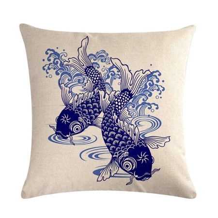 Cushion cover3 Китайский стиль синий и белый фарфор Карп подушка для свадебной церемонии, декоративная подушка, подушка для автомобильного кресла Наволочки - Цвет: Cushion cover3